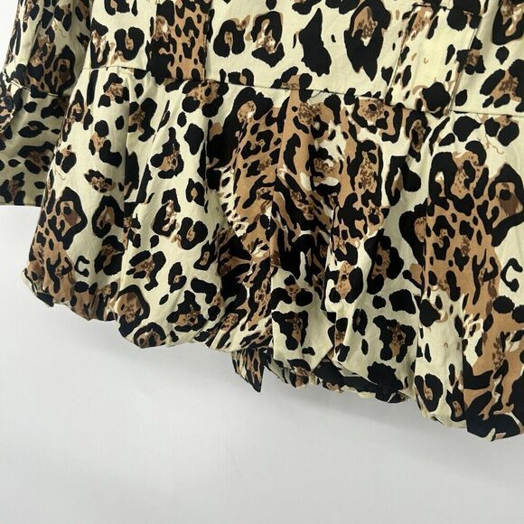 Giorgio Saint Angelo Womens Leopard Print Peplum Top Button Up Bubble Hem Size S - Picture 9 of 11